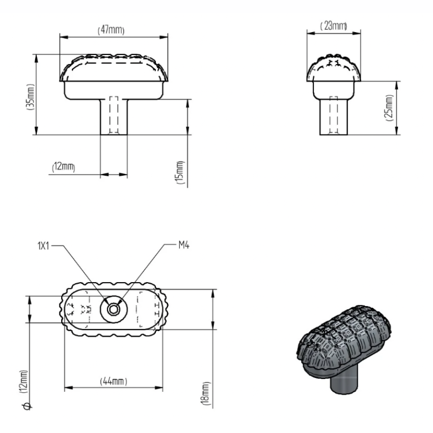 Bouton de meuble Exelmans laiton - Noir carbone, Taille unique