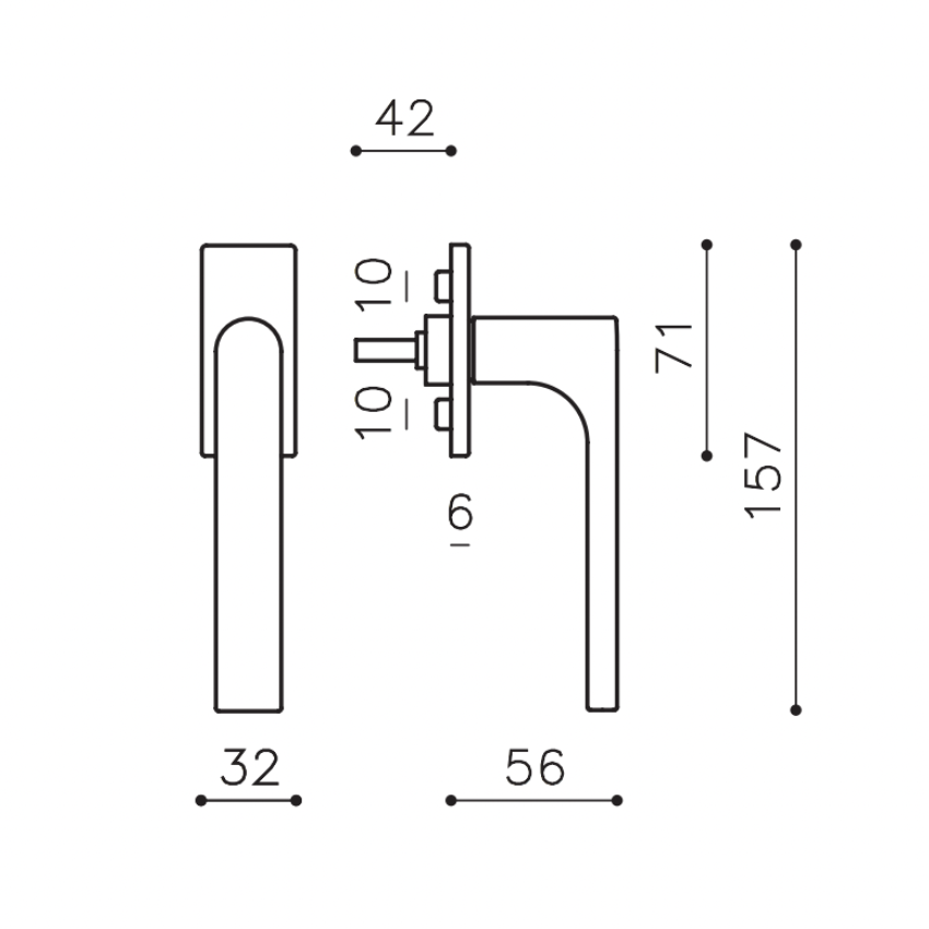 Poignée de fenêtre L Gloria Rectangle