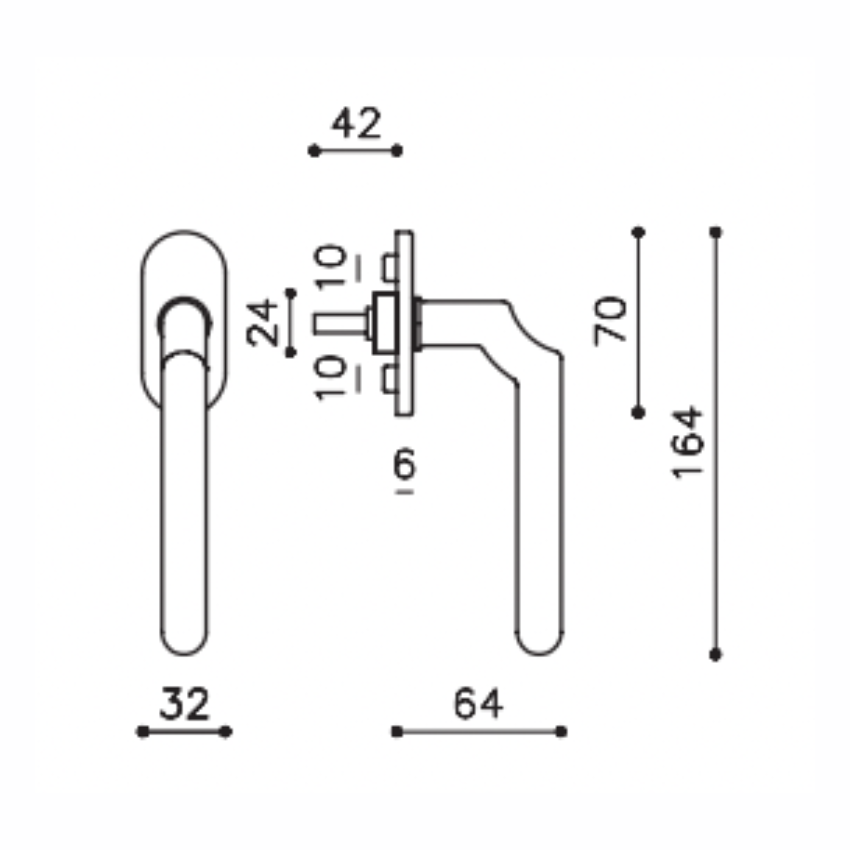 Poignée de fenêtre L Virgola