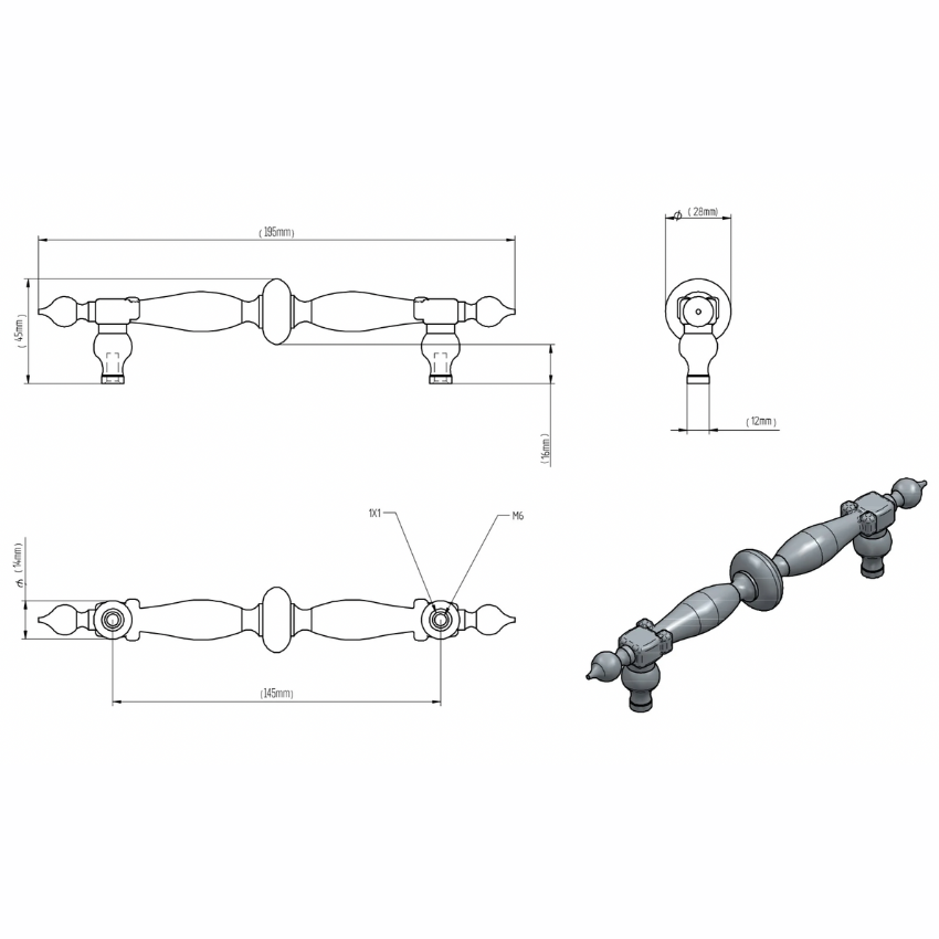 Poignée de meuble Longchamp laiton - Noir carbone, Taille unique