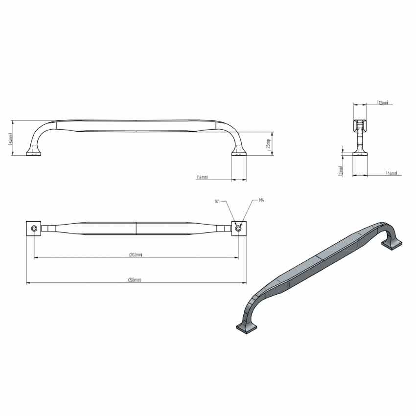 Poignée de meuble Marceau Laiton - Noir carbone, Petit modèle