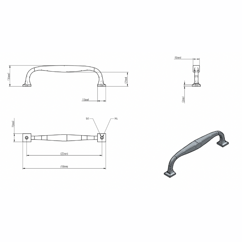 Poignée de meuble Marceau Laiton - Noir carbone, Petit modèle