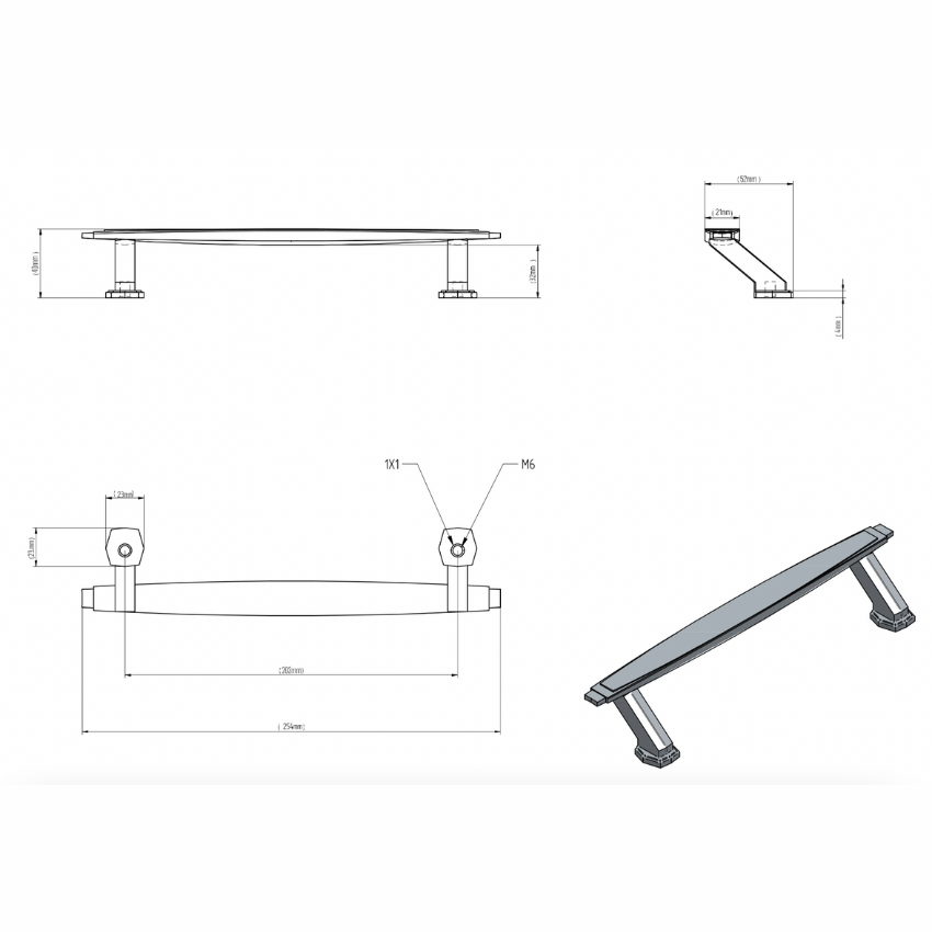 Poignée de meuble Presbourg laiton - Noir carbone, Taille unique