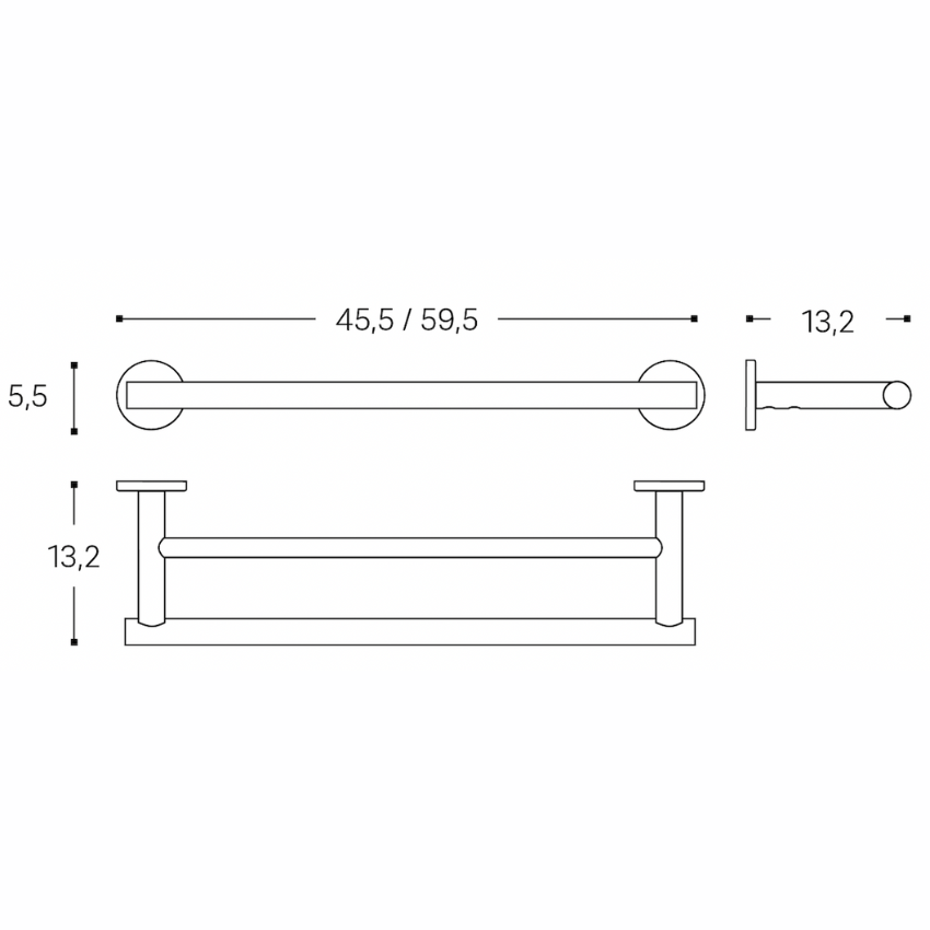 Porte-serviettes Double Edmé - Inox mat, 600 mm