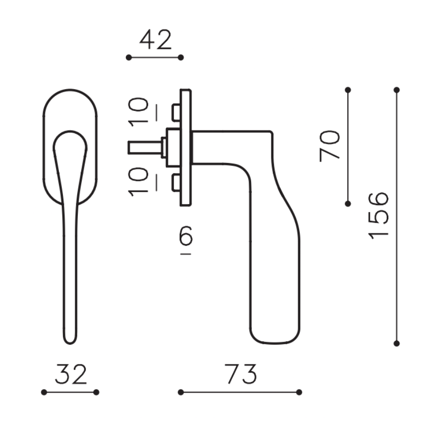 Poignée de fenêtre L Paddle