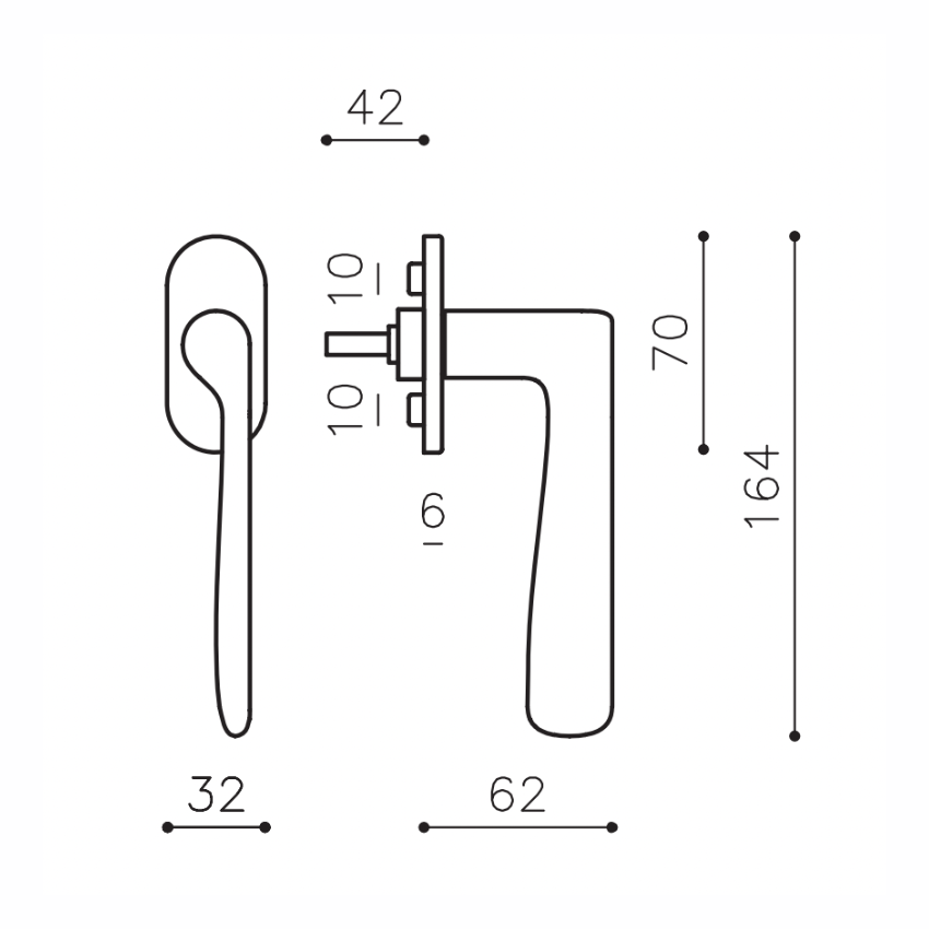 Poignées de fenêtres L Plume
