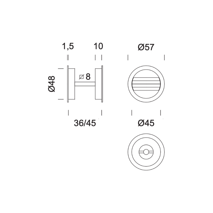 Poignée de porte encastrée ronde Adelfia Simple à condamnation avec serrure