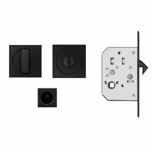 Poignée encastrée carrée à Condamnation Inox Noir avec Serrure