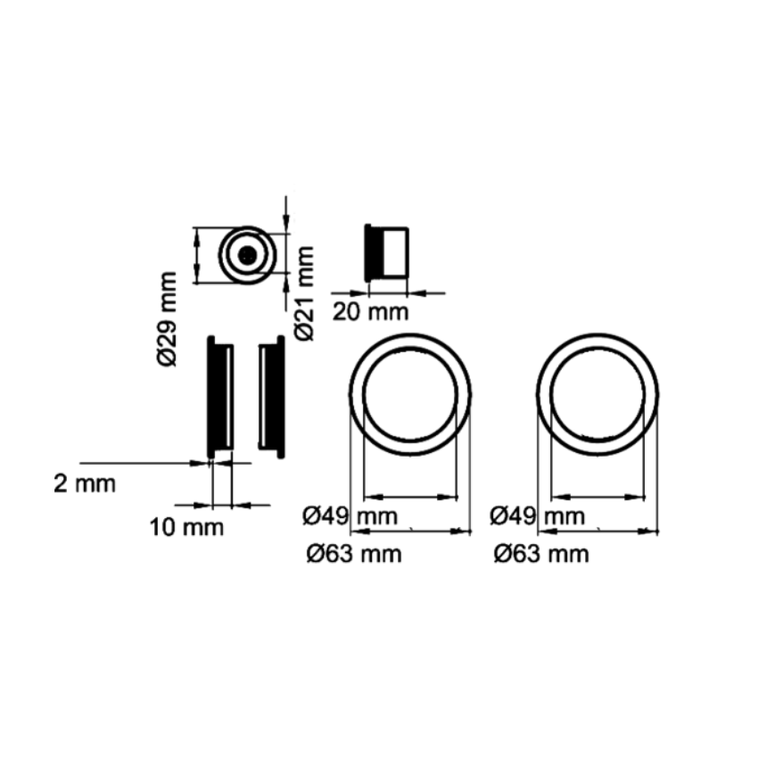 Poignée encastrée ronde Inox Noir pour porte coulissante