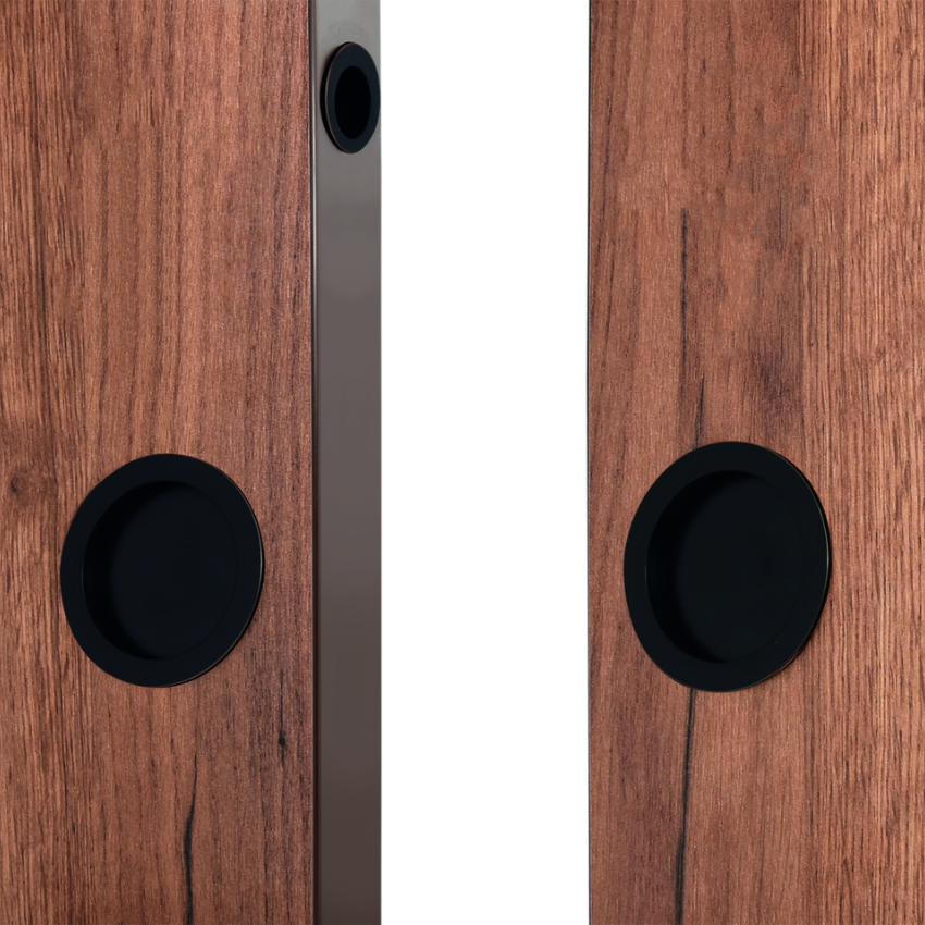 Poignée encastrée ronde Inox Noir pour porte coulissante