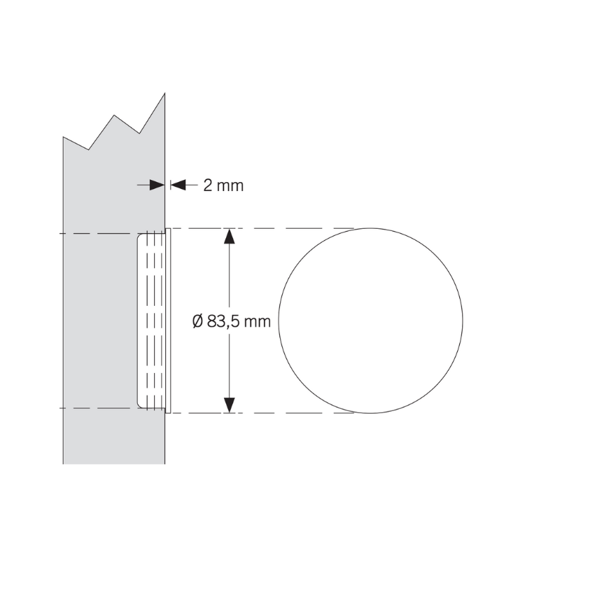 Poignée encastrée ronde Mélinda fixe pour porte coulissante