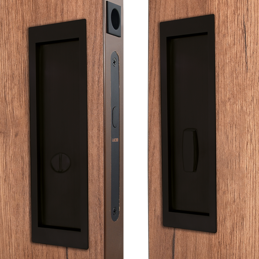 Poignée encastrée Porte Coulissante Rectangulaire à Condamnation Inox avec Serrure