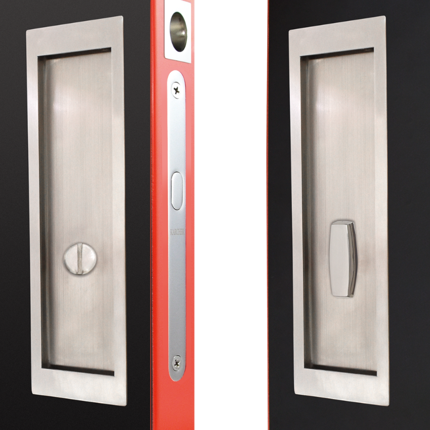 Poignée encastrée Porte Coulissante Rectangulaire à Condamnation Inox avec Serrure