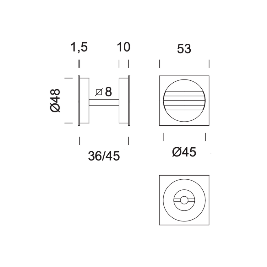 Poignée de porte encastrée carrée Adelfia Chrome mat à condamnation