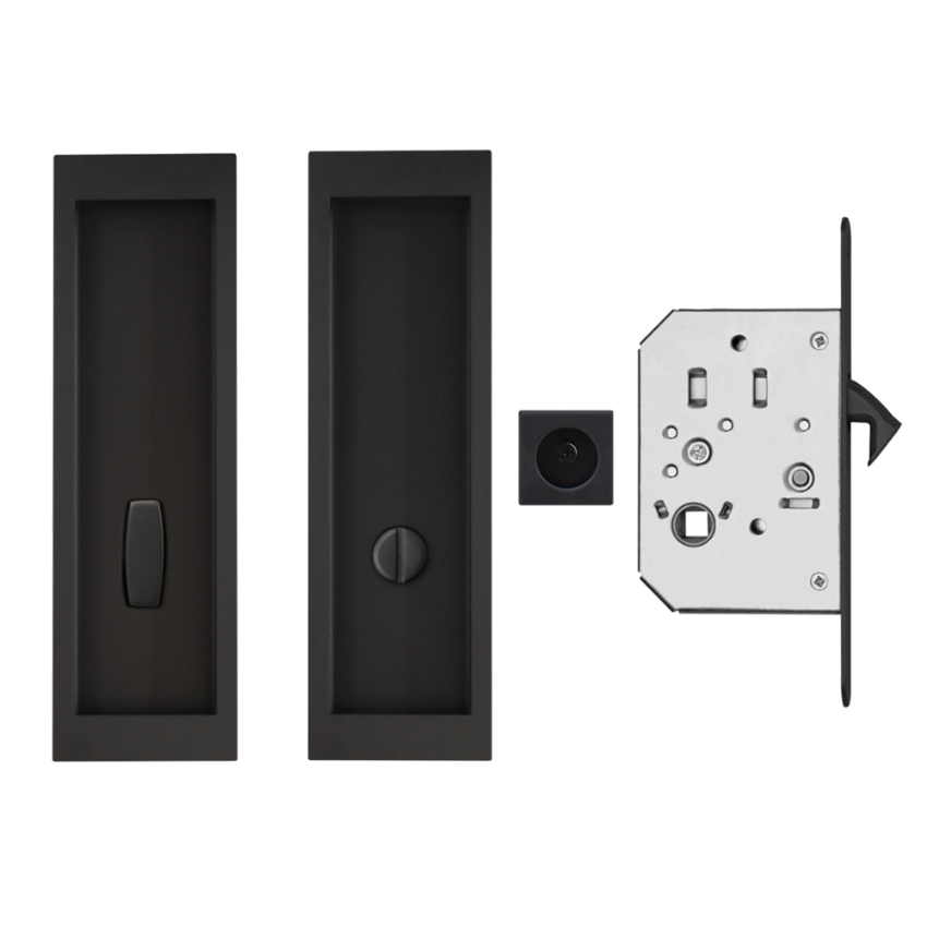 Poignée encastrée Porte Coulissante Rectangulaire à Condamnation Inox avec Serrure