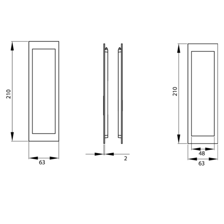 Poignée encastrée Porte Coulissante Rectangulaire Inox