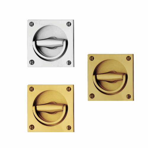 Poignée encastrée carrée à anneau Laiton