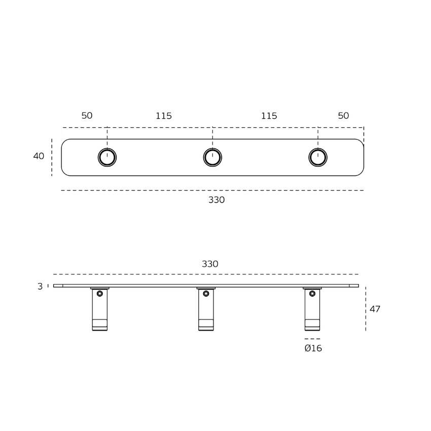Patère murale triple Anaïs
