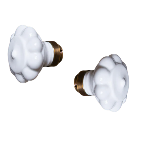 Paire de boutons de portes Alix D. Reynis Boule Porcelaine Laiton Paire de boutons de portes Alix D. Reynis Boule Porcelaine Laiton