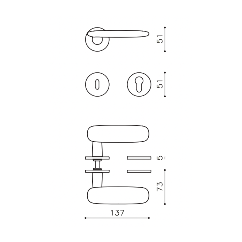 Paire de poignées de portes Dolmen