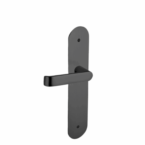 Paire de poignées de portes Madeleine Plaques ovales Laiton Pair of Madeleine door handles Oval brass plates