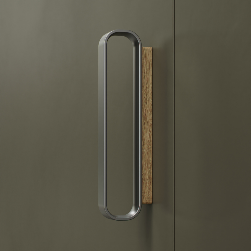 Poignée de meuble Larau bois de chêne et zink