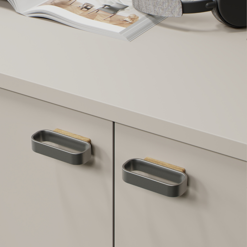 Poignée de meuble Larau bois de chêne et zink