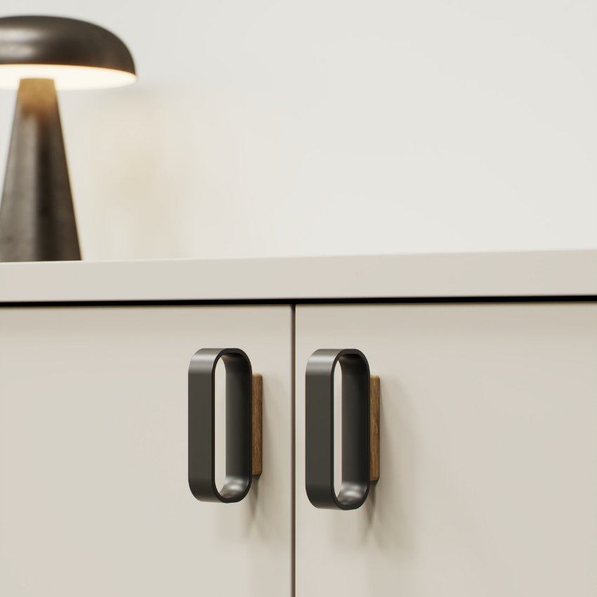 Poignée de meuble Larau bois de chêne et zink