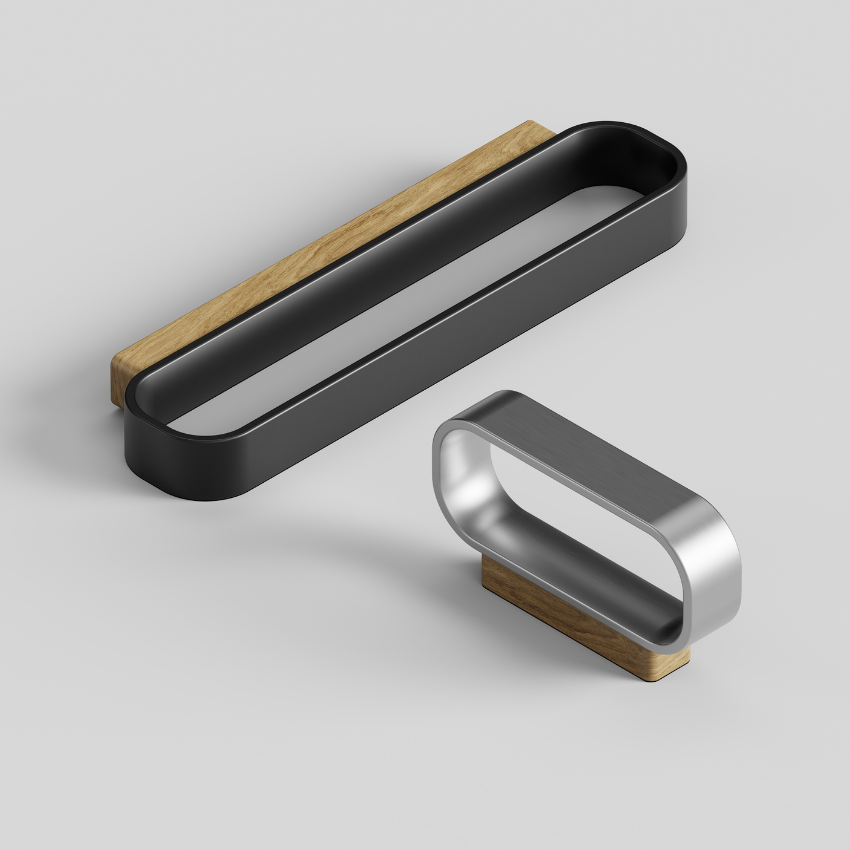 Poignée de meuble Larau bois de chêne et zink