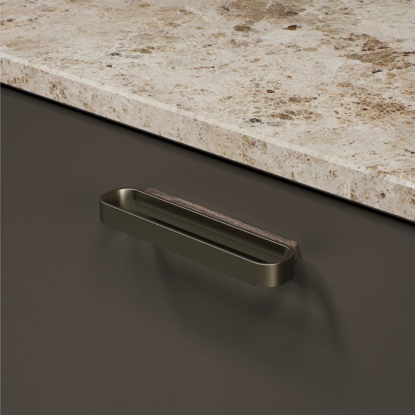 Poignée de meuble Larau bois de chêne et zink