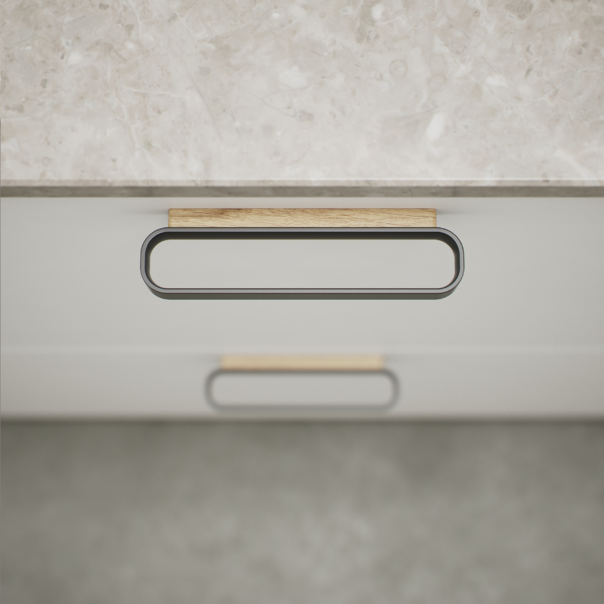 Poignée de meuble Larau bois de chêne et zink