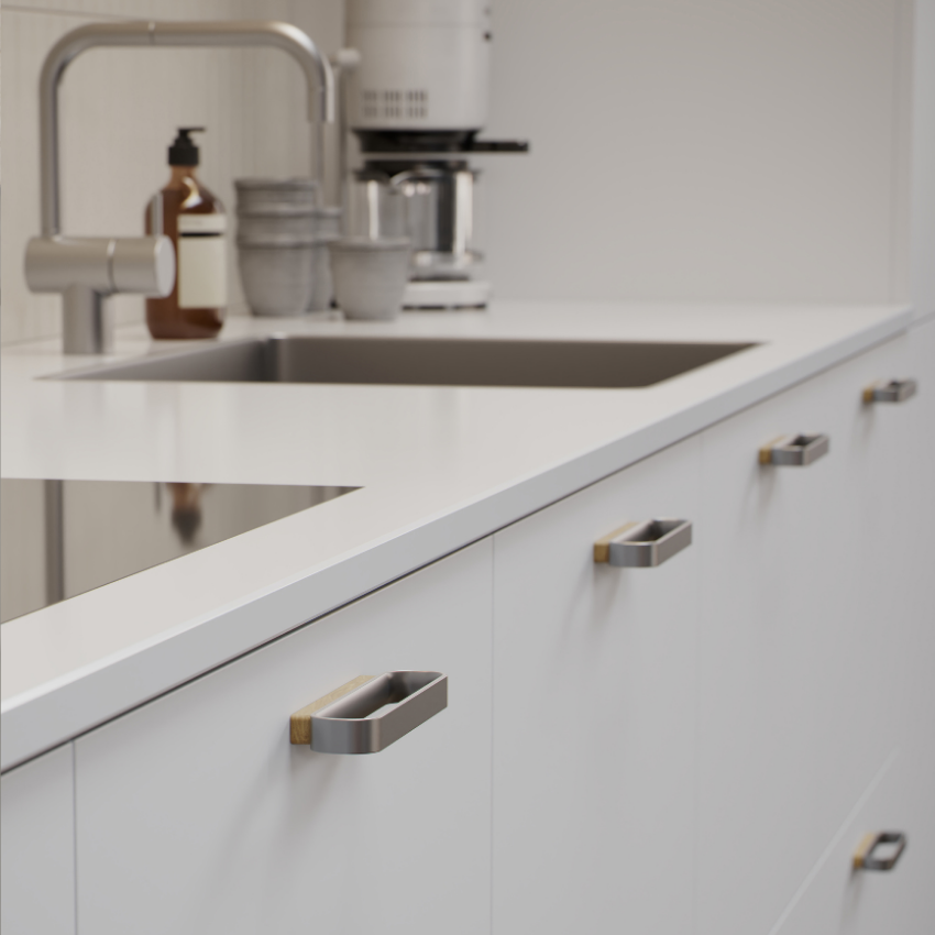 Poignée de meuble Larau bois de chêne et zink