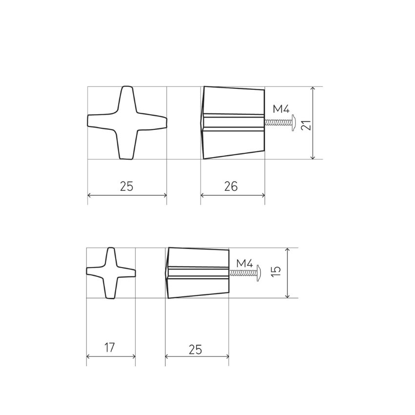Bouton de meuble Croix Bronze