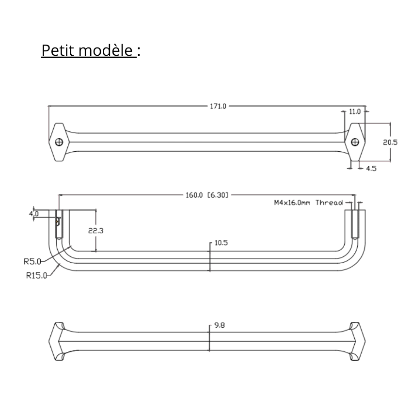 Poignée de meuble Pythagore Laiton massif
