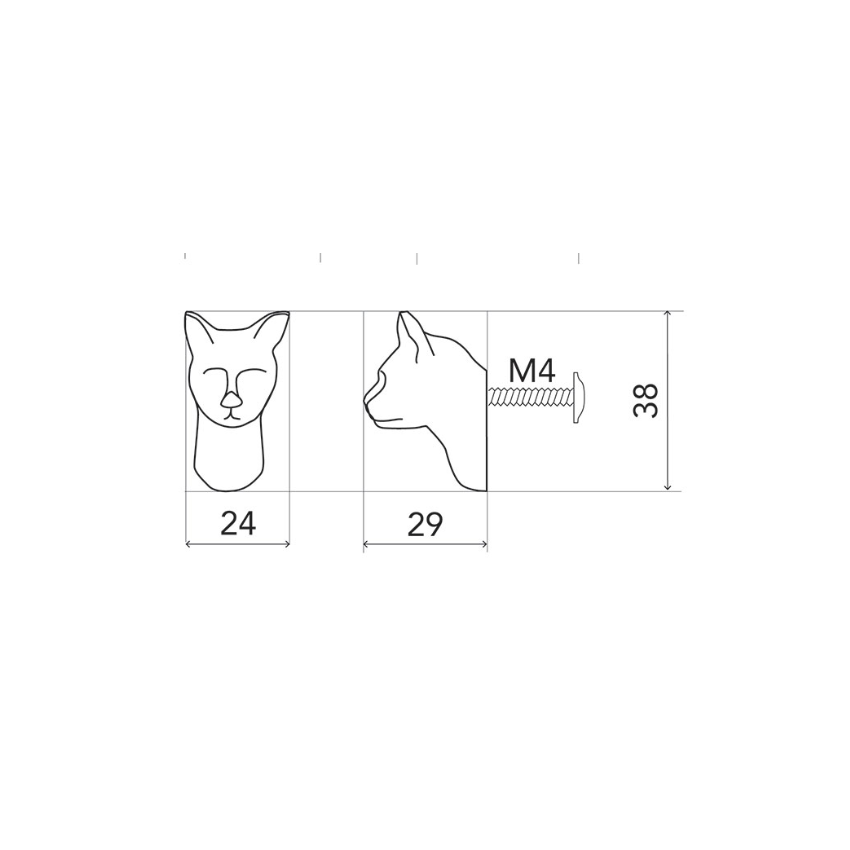 Bouton de meuble Chat Bronze