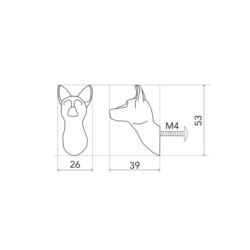Bouton de meuble Chien Bronze