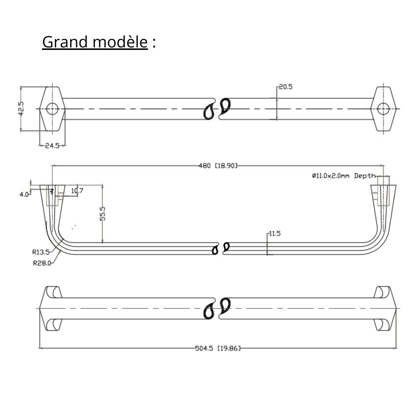 Porte-serviette Pythagore Laiton massif