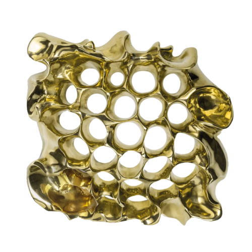 Judas de Porte Oeilleton Calvet Gaudi Laiton poli Calvet Gaudi Door Peephole Plate, Polished Brass